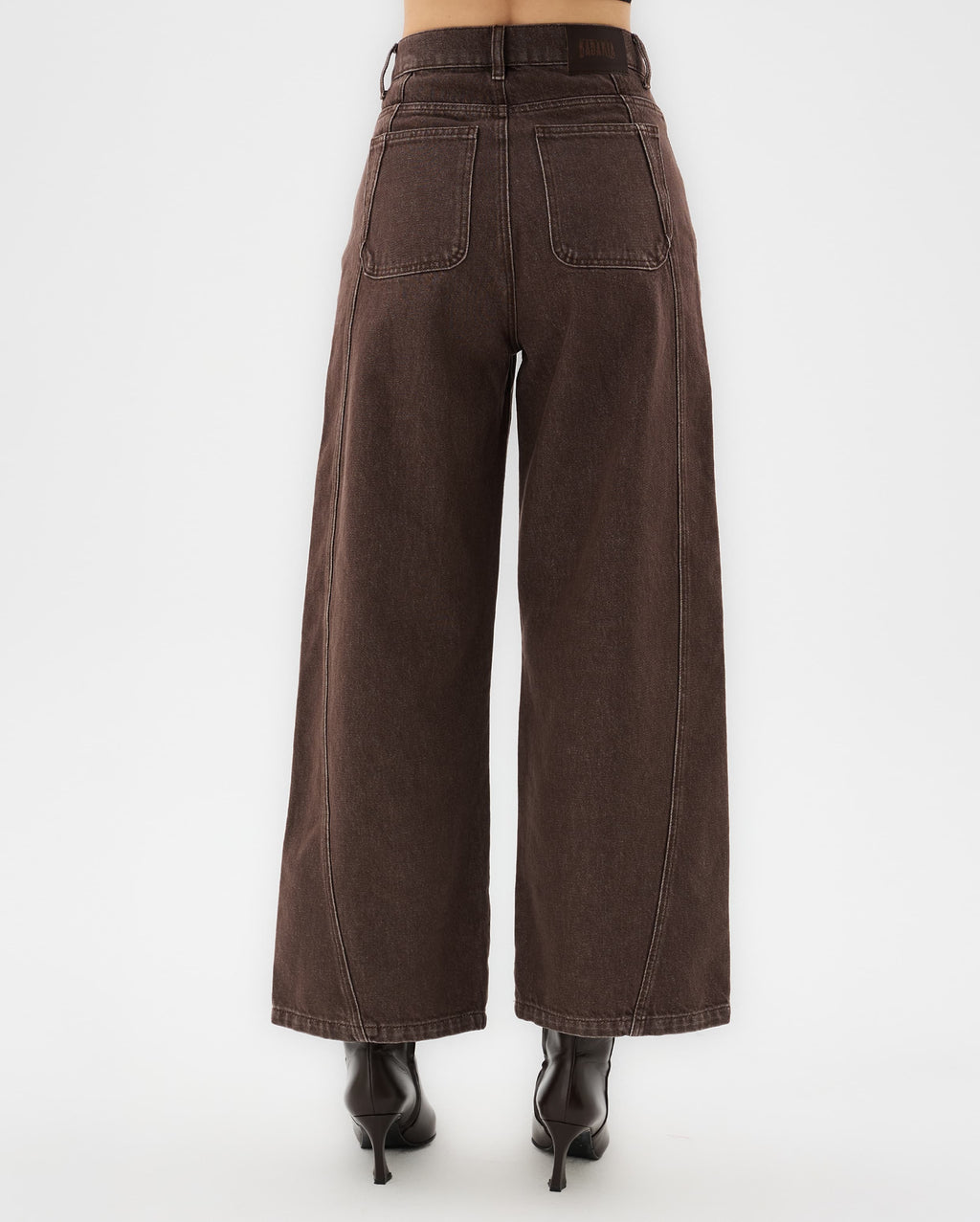 Jean boyfriend marron
